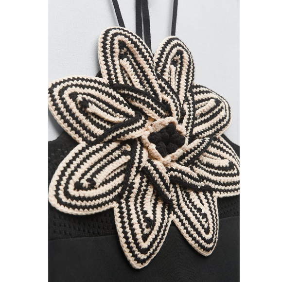 Zara FLOWER CROCHET KNIT DRESS - Picture 5 of 12